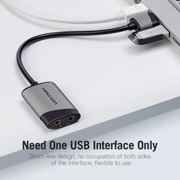 VENTION USB-ljudkort till extern 3,5 mm ljudadapter med mikrofon för PS4-hörlurar