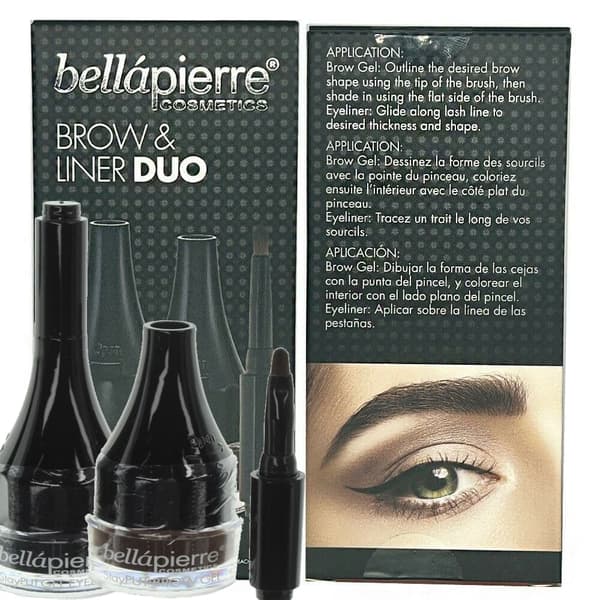 Bellapierre Brow & Liner Duo Set-Eyegel Liner Jet Black and Stayput Brow Gel Chestnut