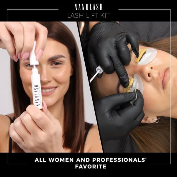 Lash lift og laminations kit Nanolash - professionelt øjenvippeløftningskit, DIY kit til øjenvippeløft derhjemme og i salonen, DIY øjenvippelaminering