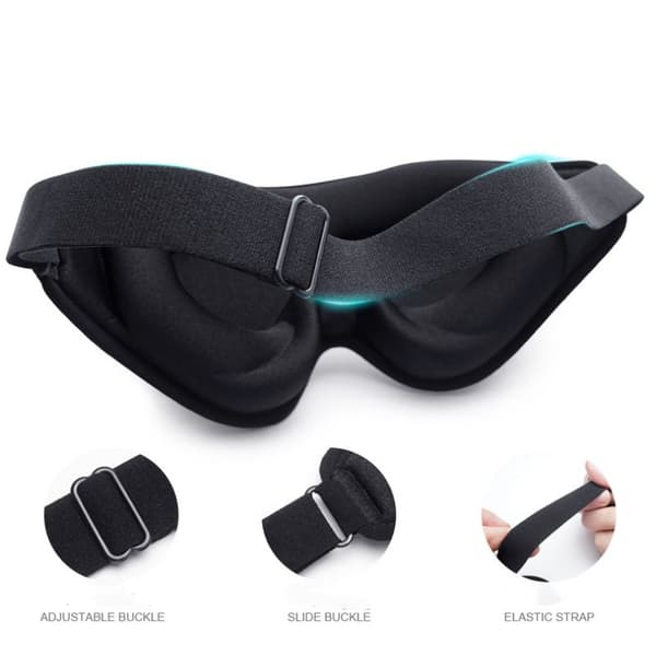 INF 3D Sleep Mask silmämaski lentomatkoille, nukkumiseen ja päiväunille Musta