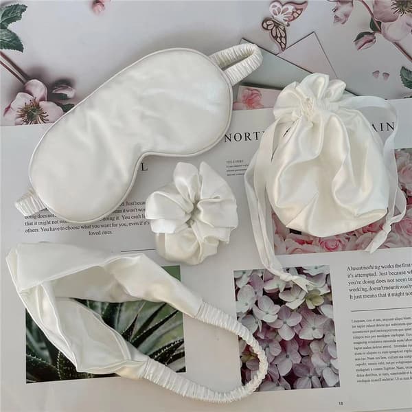 Blackout Sleep Mask -silmämaskisarja, jossa säilytyskangaspussi Hairloop-pääpanta