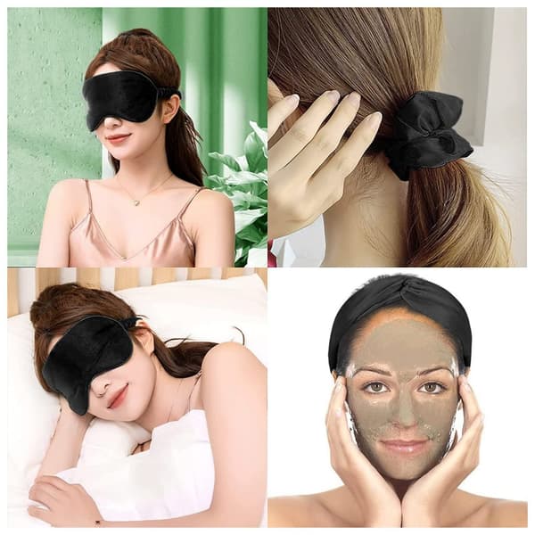 Blackout Sleep Mask -silmämaskisarja, jossa säilytyskangaspussi Hairloop-pääpanta