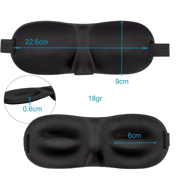 Ögonmask i Svart Ergonomiskt förformad unisex-sömnmask för vilsam sömn Passar bra på näsan och mer utrymme för ögon och ögonfransar