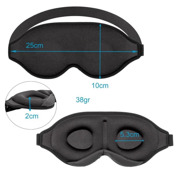 Sovmask i svart Ögonmask 3D-sovmask mjuk, lätt och kraftigt mörkläggande