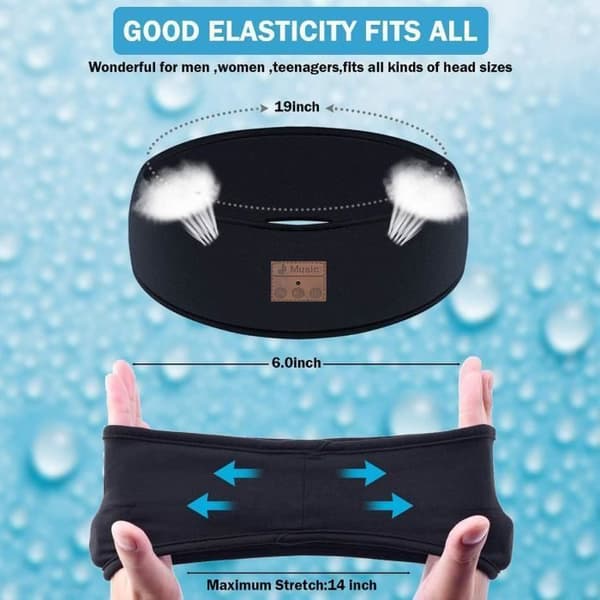 Nattmask, sömnmask, Bluetooth-huvudband, presenter för sömnhörlurar, perfekt för sporter, sidosovare, resor (svart)
