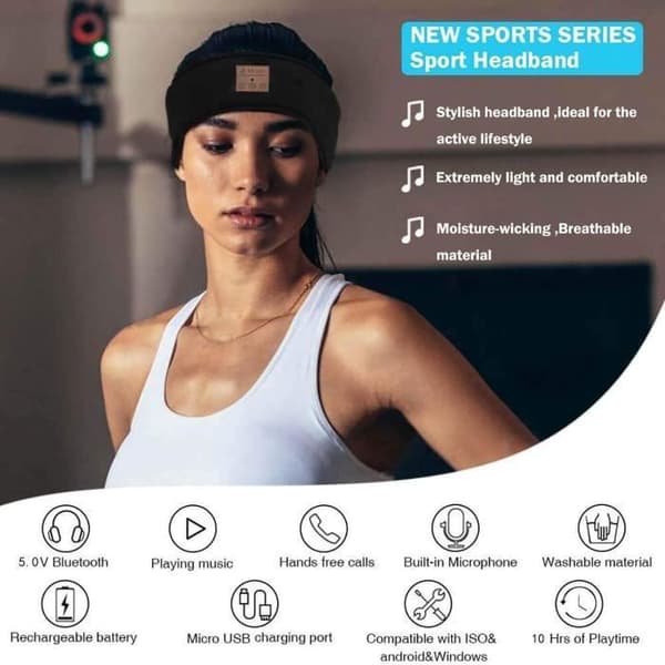 Nattmask, sömnmask, Bluetooth-huvudband, presenter för sömnhörlurar, perfekt för sporter, sidosovare, resor (svart)