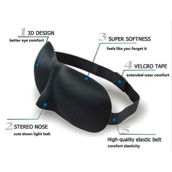Ultrakomfortabel 3D nattmask för sömn, tupplur, resor, vila, sova gott och vara utvilad. nattmask