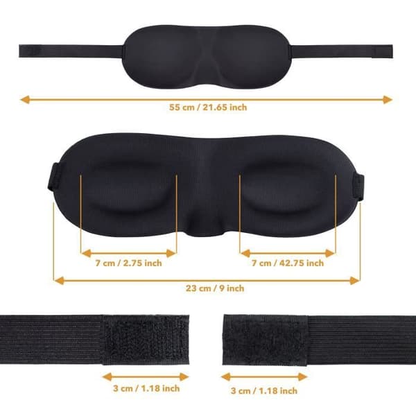 3D nattmask set med 2 Novidia sömnmasker tupplur avslappning ögonskydd anti-ljus justerbar rem bekväm resa