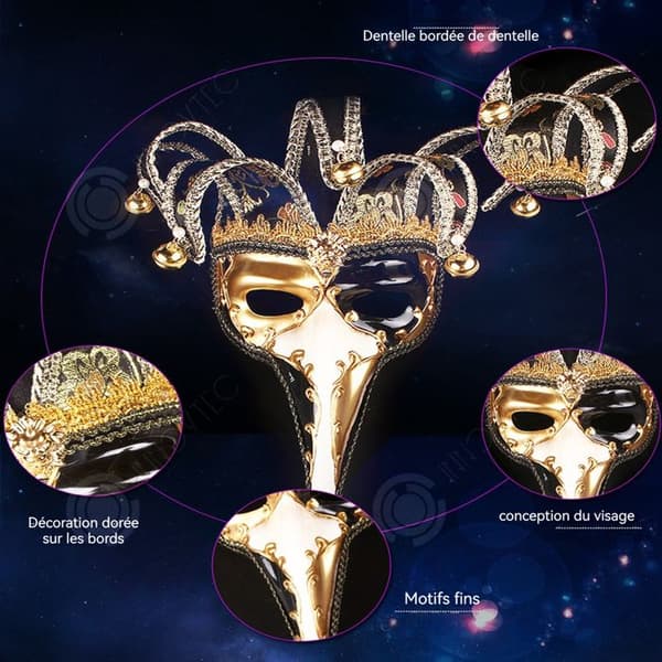 INN Mask 50x17cm prestandamask för julfest Halloween high-end masker dekorationspaket svart dekorationssats