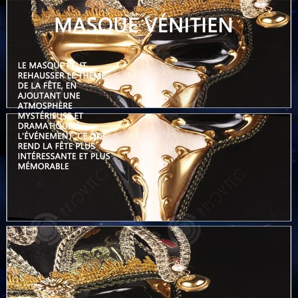 INN Mask 50x17cm prestandamask för julfest Halloween high-end masker dekorationspaket svart dekorationssats