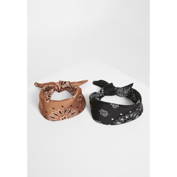 Bandanas med masker - Urban Classics - Satin - 2 stycken - Svart/Brun - Vuxen