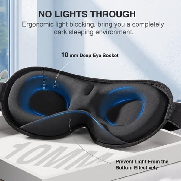 Bekväm 3D Sovmask med 100% Mörkläggning Svart