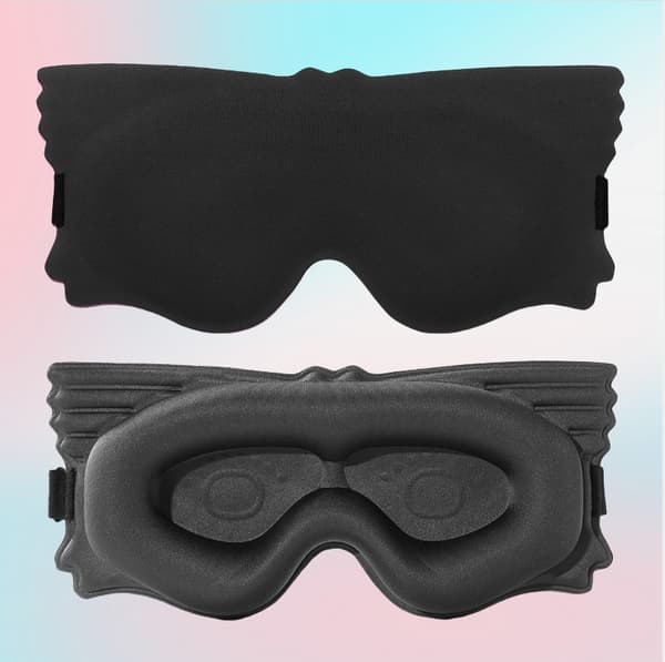 INF 3D-konturerad sömnmask - Ultimat ljusblockering Svart