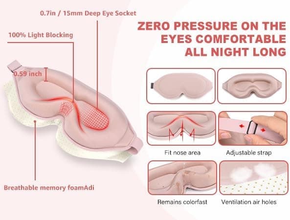 3D sovemaske – ergonomisk og vippevenlig | Nul øjentryk for dyb REST