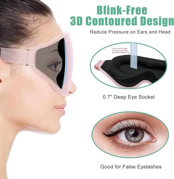 3D sovemaske – ergonomisk og vippevenlig | Nul øjentryk for dyb REST
