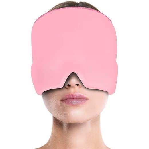Lollanda Migränmössa, Kylande ögonmask, Huvudvärksmössa mot Migrän – Gelmask, Huvudvärkslindring, Sömnhjälp, Svalkande mask Rosa