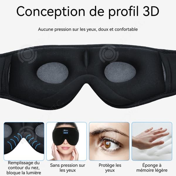 INN Nattmask 200mAh 10 timmars autonomi musikalisk 3D trådlös bluetooth sömnblockerande vid middagstid minnesskum
