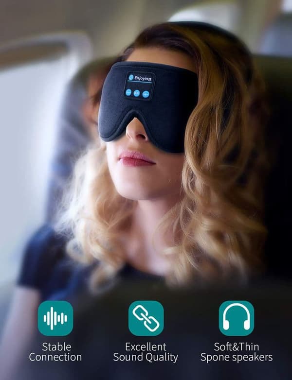 Lollanda Sleep Headphones – Bluetooth Høretelefoner i Pandebånd & Øjenmaske, Trådløs Stereomusik til Søvn og Afslapning