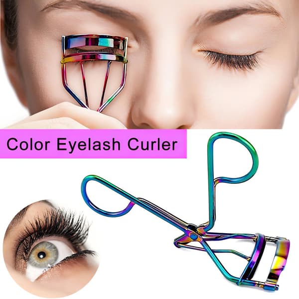 Long lashes with eyelash curler