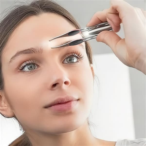 Eyebrow Tweezers Sharp Facial Hair Remover with LED Lamp