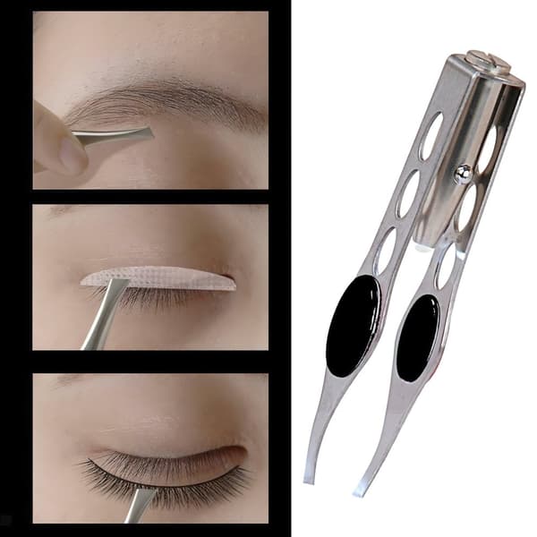 Eyebrow Tweezers Sharp Facial Hair Remover with LED Lamp