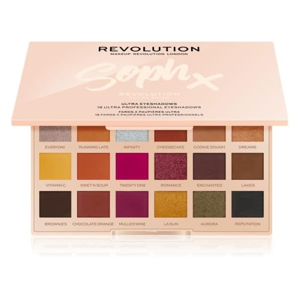Makeup Revolution Soph X Extra Spice 18 färger Ögonskuggspalett med spegel, ögonskugga