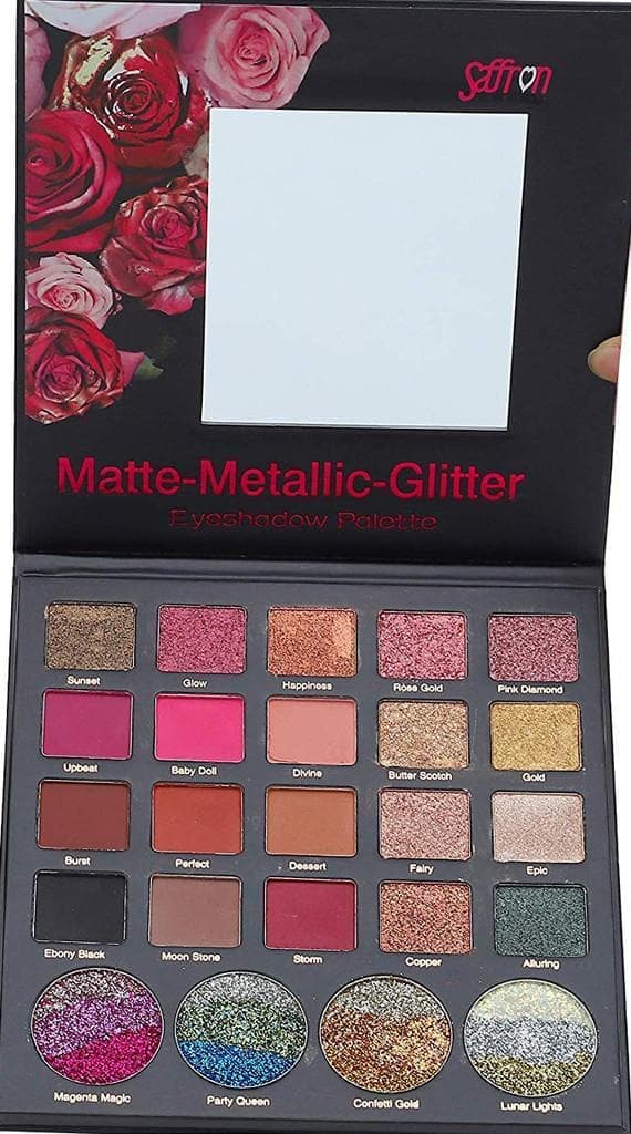 Saffron Matte-Metallic-Glitter Pearl Eyeshadow Palette