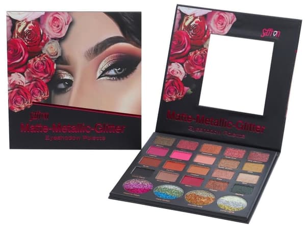 Saffron Matte-Metallic-Glitter Pearl Eyeshadow Palette