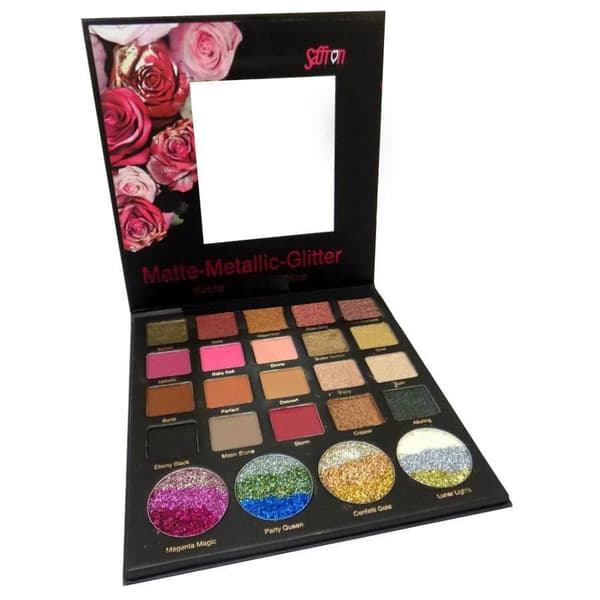 Saﬀron Matte-Metallic-Glitter Pearl Eyeshadow Palette