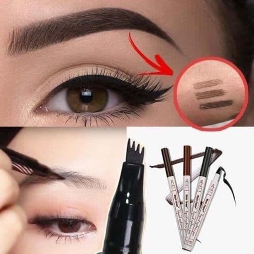 Ögonbrynspenna med 4 spetsar Flytande Långvarig Vattentät för ögonmakeup, Färg Grå