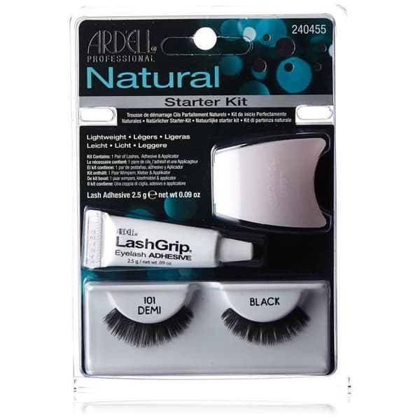 Ardell Pestañas Natural Starter Kit 101 Demi Black Komplett kit som innehåller allt som behövs för att använda pestañas i