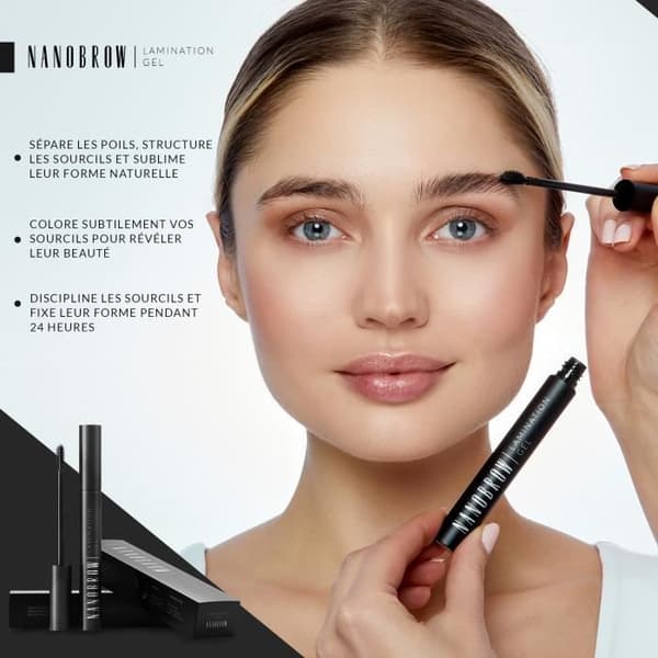 Nanobrow Lamination Gel Black - tonad ögonbrynsgel, exakt stylade och fyllda ögonbryn