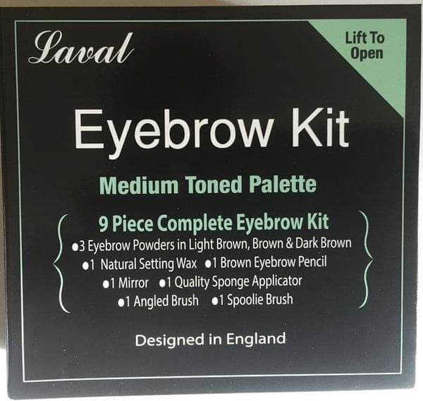Laval Brow Palette 9PCS-Pencil+Brush+Wax+3Powders- Medium Toned