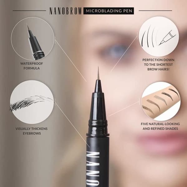 Microblading Nanobrow Warm Brown Eyebrow Pencil - ögonbrynspenna, microblading effekt, accentuerar, förtätar och fyller ut ögonbrynen