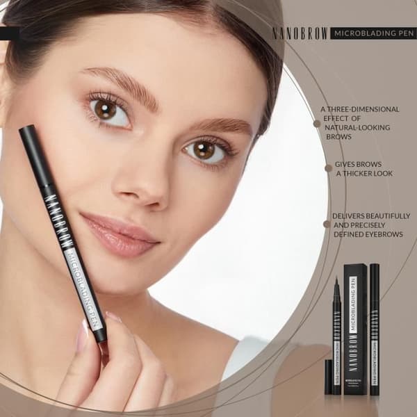 Microblading Nanobrow Dark Brown Eyebrow Pencil - ögonbrynspenna, microblading effekt, accentuerar, förtätar och fyller ut ögonbrynen