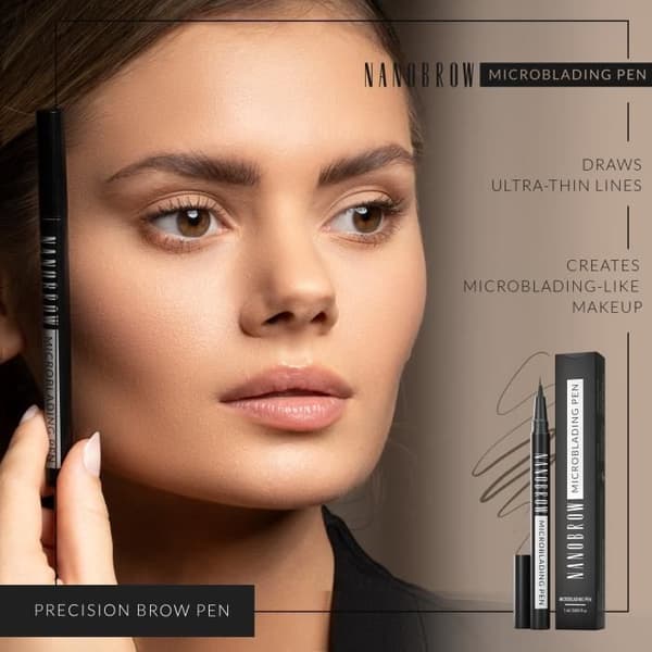 Microblading Nanobrow Dark Brown Eyebrow Pencil - ögonbrynspenna, microblading effekt, accentuerar, förtätar och fyller ut ögonbrynen