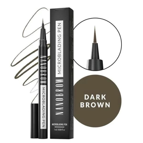 Microblading Nanobrow Dark Brown Eyebrow Pencil - ögonbrynspenna, microblading effekt, accentuerar, förtätar och fyller ut ögonbrynen