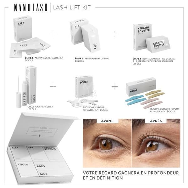 Kit för ögonfranslyft och laminering Nanolash - ögonfranslyft kit för hemmabruk och salong, DIY ögonfranslyft
