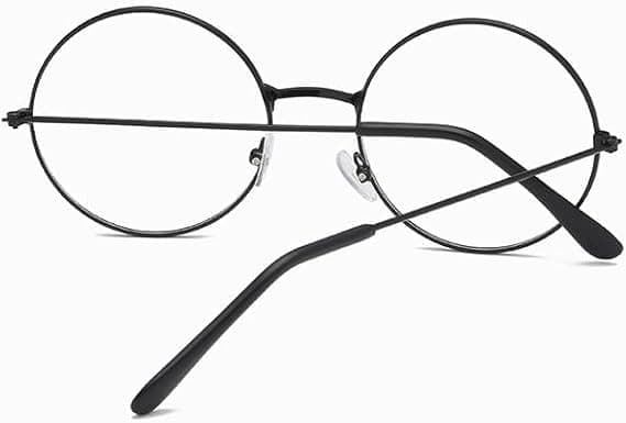 Vintage Round Circle Metal Frame Glasögon - Svart