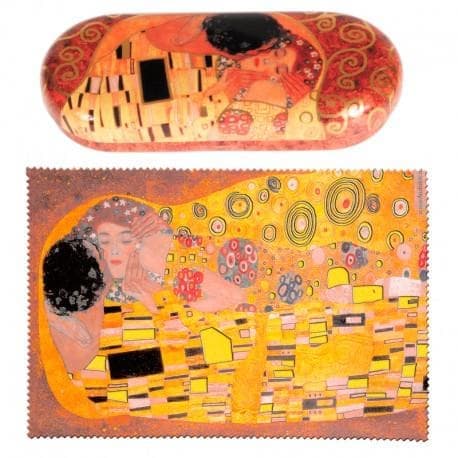Set med Glasögonetui i metall och putsduk Gustav Klimts Kyssen