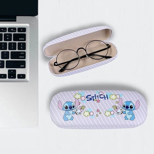 Stitch Hard Glasögonfodral med Skyddsduk Bärbar Anime Stitch Glasögonfodral för glasögon och solglasögon