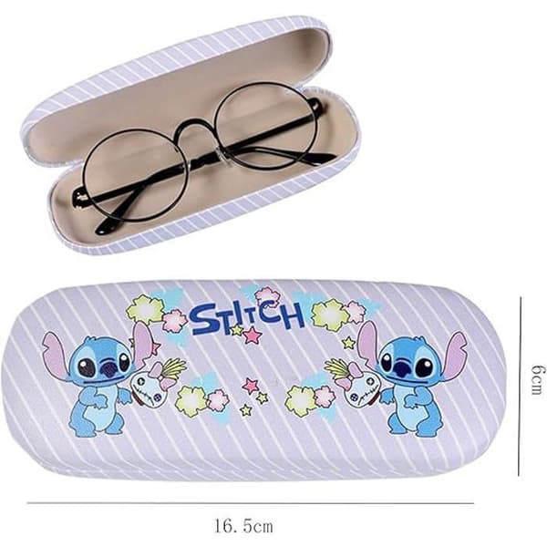 Stitch Hard Glasögonfodral med Skyddsduk Bärbar Anime Stitch Glasögonfodral för glasögon och solglasögon
