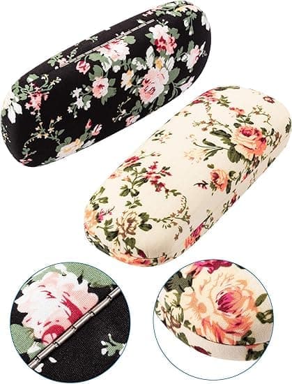 2 delar hårt skal glasögonfodral glasögon för kvinnor blommigt tyg Retro bärbar glasögonlåda för kvinnor flicka damer