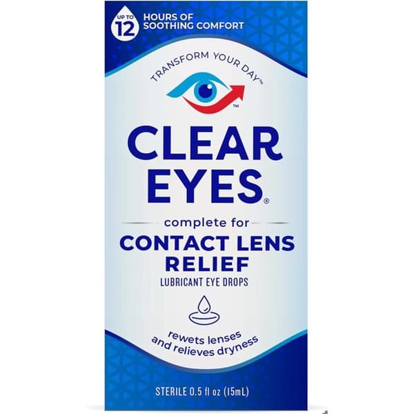 Ögondroppar - Clear Eyes - Linslindring - Smörjande - Steril