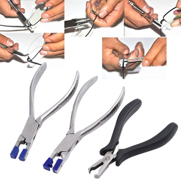 Professionelt Brilleværktøjssæt, Holdbart Materiale af Høj Kvalitet, Nem Reparation af Rimless Rammer,Lyseblå