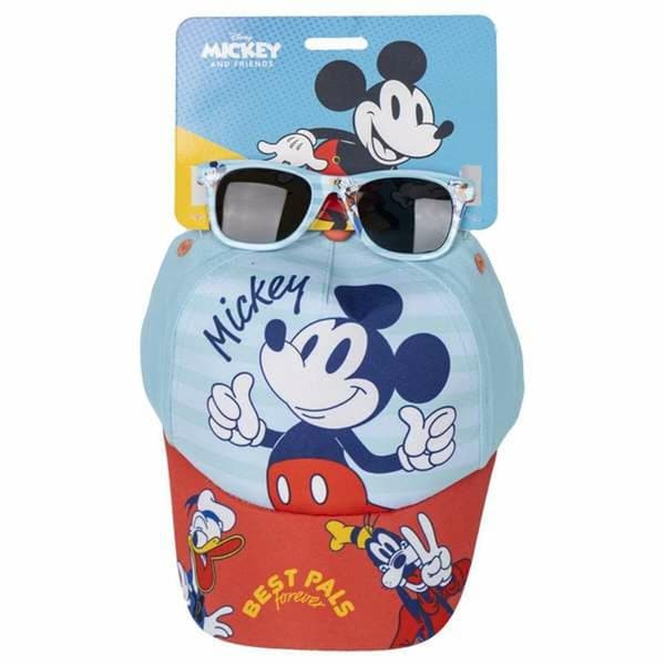 Sæt med kasket og solbriller Mickey Mouse 2 Dele Børns