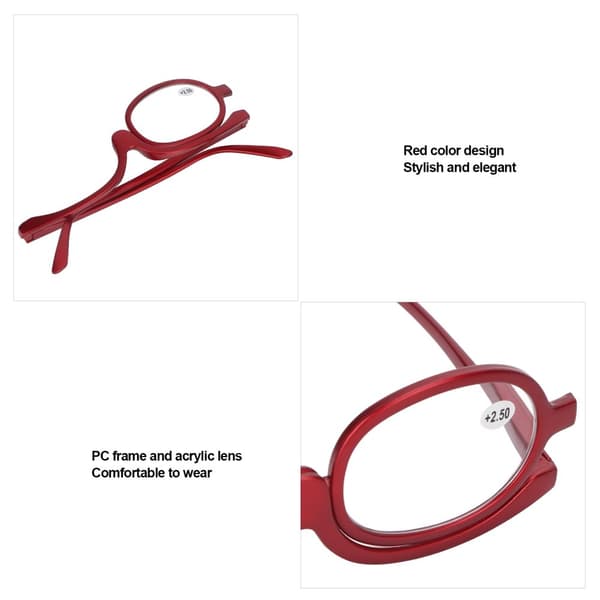Förstoringsglasögon Sminkglasögon Enlins Roterbara Fashionabla ögonsminkglasögon för kvinnor Röda(+2,50 )