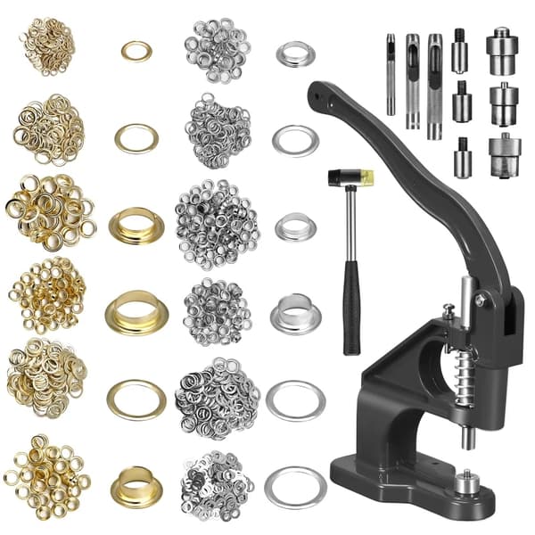 Raskas Grommet Eyelet -kone, Monipuolinen Die Set, Ergonominen Kahva,Musta