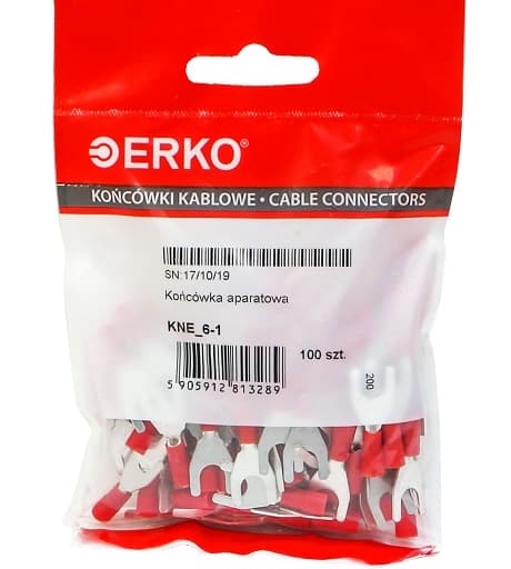 Isoleret gaffelspids KNE 1mm M6 100stk ERKO