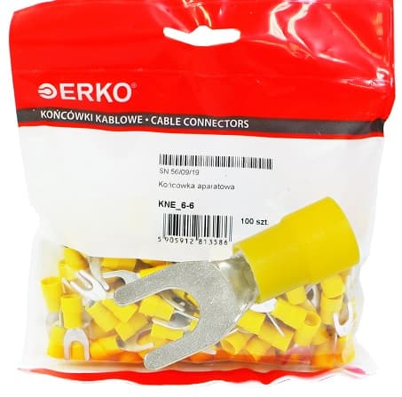 Isoleret gaffelspids KNE 6mm M6 100stk ERKO